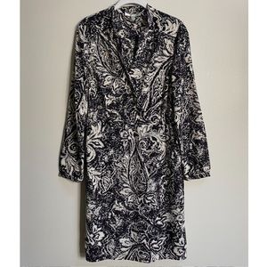 Beth Bowley Black & White Print Silk Dress Size 6